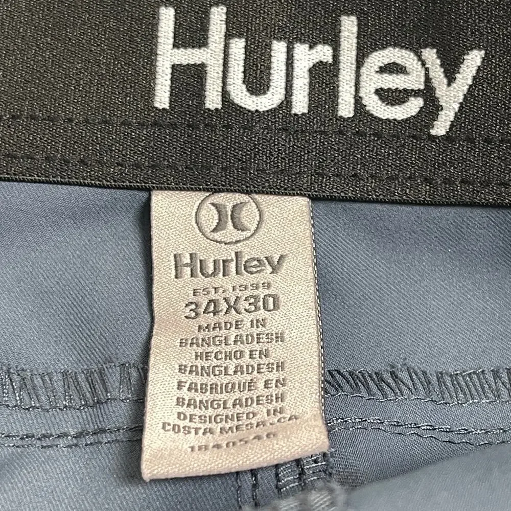 Hurley Men's Performance Stretch Pant Flat Front Water Repellent Blue 34x30